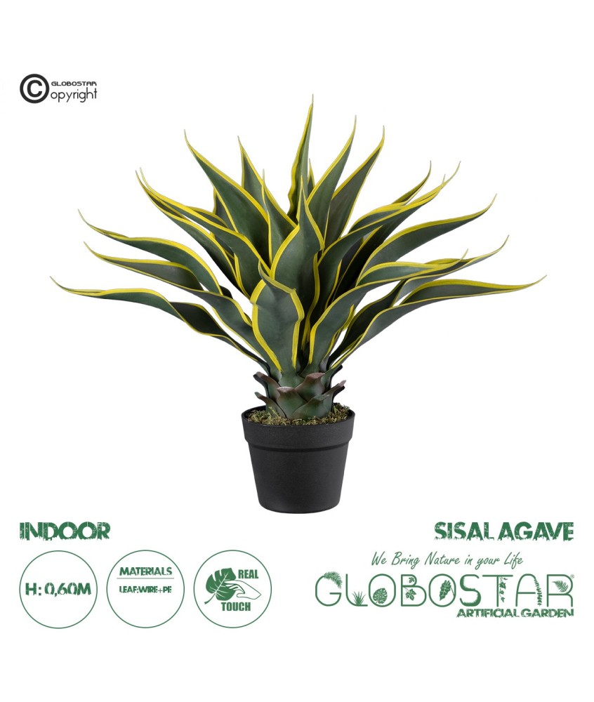 GloboStar® Artificial Garden SISAL AGAVE 20081 Τεχνητό Διακοσμητικό Φυτό Αγαύη Υ60cm
